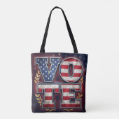 愛国的なVOTEアメリカ国旗タイポグラフィーデザイン トートバッグ (裏面)