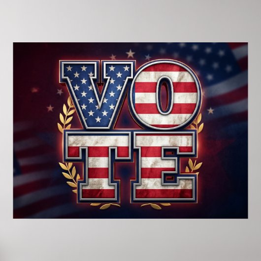 愛国的なVOTEアメリカ国旗タイポグラフィーデザイン ポスター (正面)