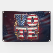 愛国的なVOTEアメリカ国旗タイポグラフィーデザイン 横断幕 (横)