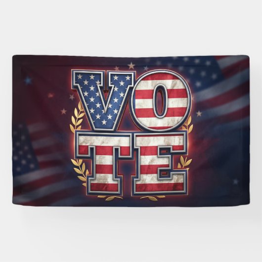 愛国的なVOTEアメリカ国旗タイポグラフィーデザイン 横断幕 (横)