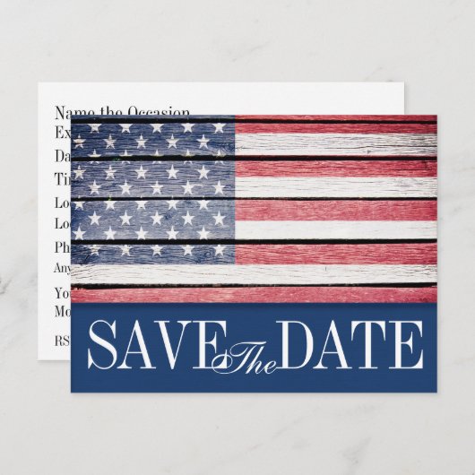 愛国的に日付を保存はがき招待状 案内ポストカード (正面/裏面)