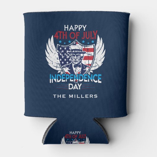 愛国的はっきりしたイーグルカスタム文字 缶クーラー (正面)