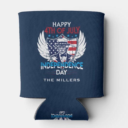 愛国的はっきりしたイーグルカスタム文字 缶クーラー (裏面)