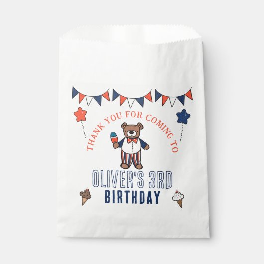 愛国的アイスクリームベアーボーイズ誕生日 フェイバーバッグ (正面)