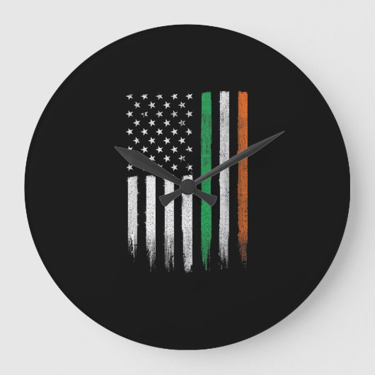 愛国的アイルランド系アメリカ国旗アイルランド聖パトリック ラージ壁時計 (正面)