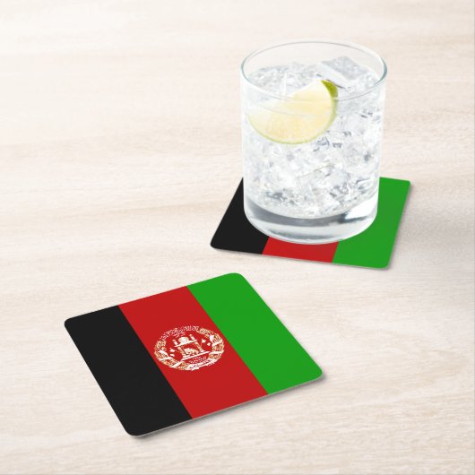 愛国的アフガニスタン国旗 スクエアペーパーコースター (インサイチュ)