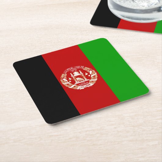 愛国的アフガニスタン国旗 スクエアペーパーコースター (アングル)