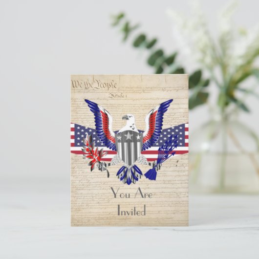 愛国的アメリカのワシ、国旗と憲法 招待状 (スタンド正面)