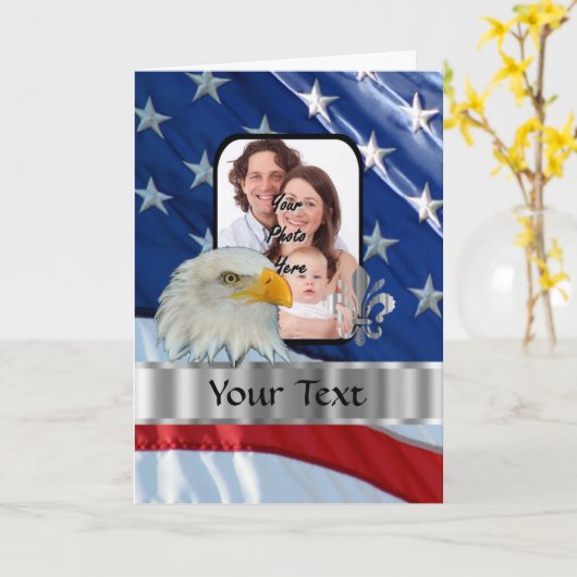 愛国的アメリカワシ カード (黄色い花)