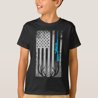愛国的アメリカ国旗おもしろい鹿狩りラブド Tシャツ