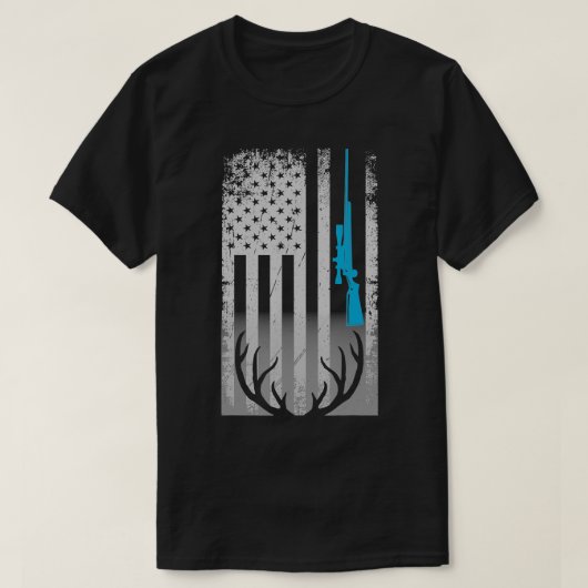 愛国的アメリカ国旗おもしろい鹿狩りラブド Tシャツ (デザイン正面)