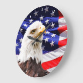 愛国的アメリカ国旗とハゲワシの壁時計 ラージ壁時計 (傾斜)