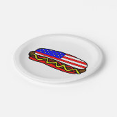 愛国的アメリカ国旗のホットドッグ ペーパープレート (アングル)