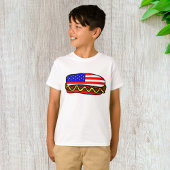 愛国的アメリカ国旗のホットドッグ Tシャツ