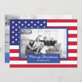 愛国的アメリカ国旗のホリデーフォトカード シーズンカード (正面/裏面)