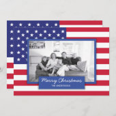 愛国的アメリカ国旗のホリデーフォトカード シーズンカード (正面/裏面)