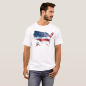 愛国的アメリカ国旗の地図 Tシャツ (正面フル)