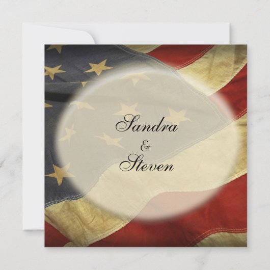 愛国的アメリカ国旗の結婚式招待状 招待状 (裏面)