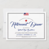 愛国的アメリカ国旗をテーマにした |退職後のディナー  招待状 (正面)