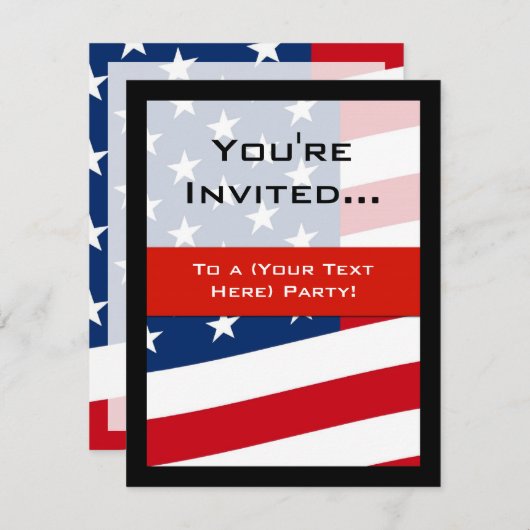 愛国的アメリカ国旗パーティの招待状総合 招待状 (正面/裏面)