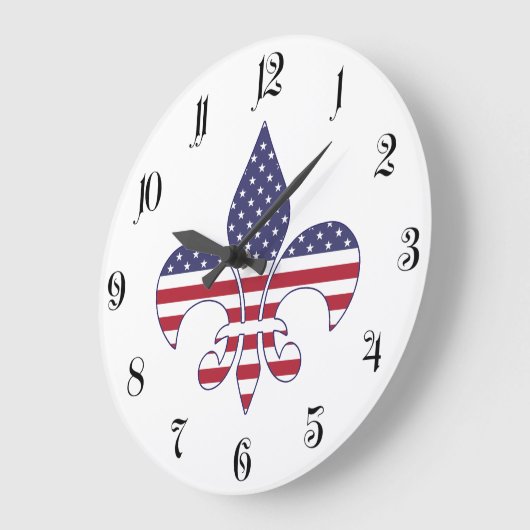 愛国的アメリカ国旗フルーア・デ・リス ラージ壁時計 (傾斜)