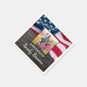 愛国的アメリカ国旗軍隊ファミリー懇親会 スタンダードカクテルナプキン (角)