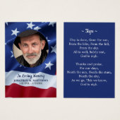 愛国的アメリカ国旗退役軍人葬儀祈りの言葉カード (正面&裏面)