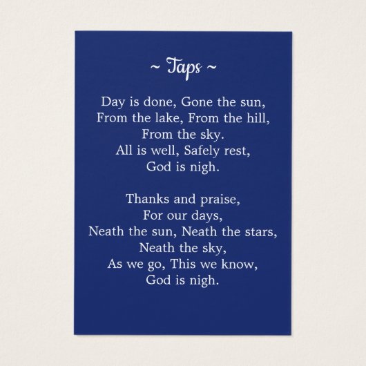 愛国的アメリカ国旗退役軍人葬儀祈りの言葉カード (裏面)