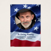 愛国的アメリカ国旗退役軍人葬儀祈りの言葉カード (正面)