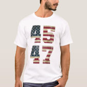 愛国的アメリカ国旗45&47 Tシャツ (正面)