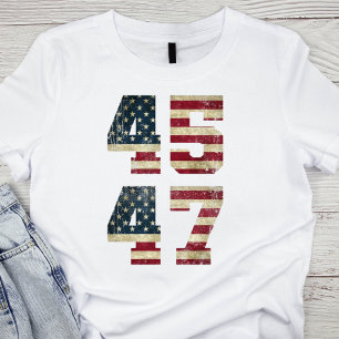 愛国的アメリカ国旗45&47 Tシャツ