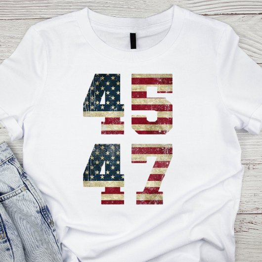 愛国的アメリカ国旗45&47 Tシャツ