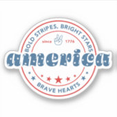 愛国的アメリカ国旗7月4日スター&ストライプ シール (正面)