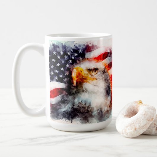 愛国的アメリカ国旗 コーヒーマグカップ (ドーナツ)