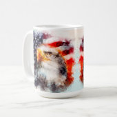 愛国的アメリカ国旗 コーヒーマグカップ (正面左)