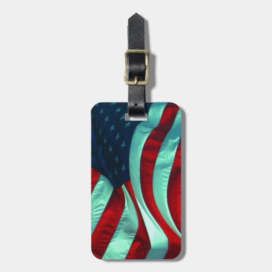 愛国的アメリカ国旗 ラゲッジタグ (正面縦)