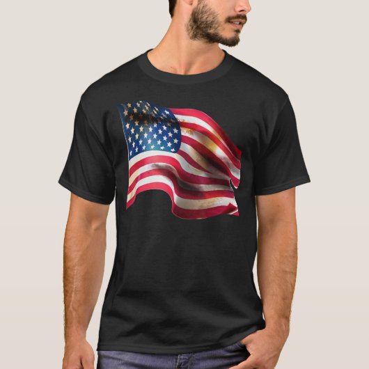 愛国的アメリカ国旗 Tシャツ (正面)