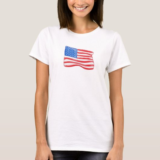 愛国的アメリカ国旗 Tシャツ (正面)