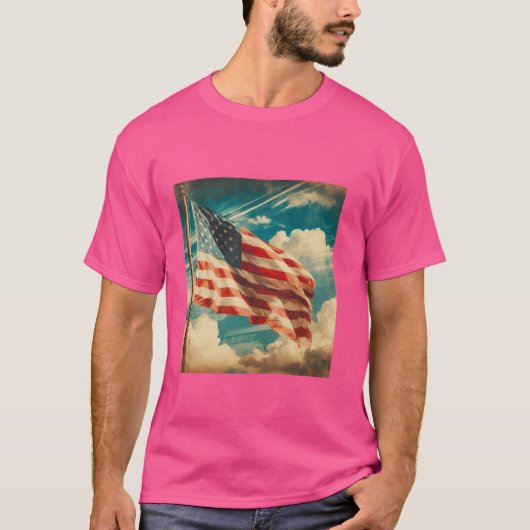愛国的アメリカ国旗 Tシャツ (正面)