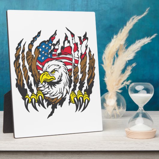 愛国的アメリカ産ハゲワシ米国国旗 フォトプラーク (側面)