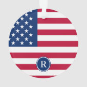 愛国的アメリカ赤白青カスタムモノグラム オーナメント (裏面)