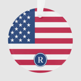 愛国的アメリカ赤白青カスタムモノグラム オーナメント