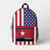 愛国的アメリカ，バックパック，アメリカ国旗/ USA プリントバックパック (正面)