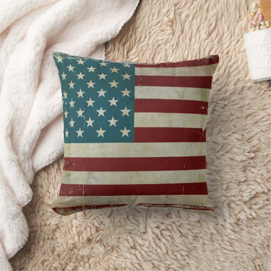 愛国的アメリ素朴カーナカントリーファーム国旗の装飾 クッション (ブランケット)