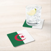 愛国的アルジェリア国旗 スクエアペーパーコースター (インサイチュ)