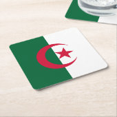愛国的アルジェリア国旗 スクエアペーパーコースター (アングル)