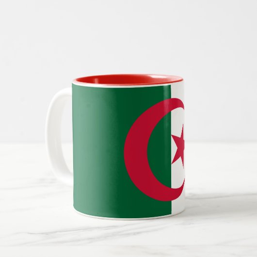愛国的アルジェリア国旗 ツートーンマグカップ (正面左)