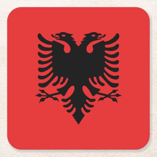 愛国的アルバニア国旗 スクエアペーパーコースター (正面)