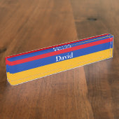 愛国的アルメニア国旗のデスク名プレート デスクネームプレート (側面)