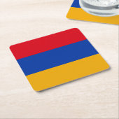 愛国的アルメニア国旗 スクエアペーパーコースター (アングル)